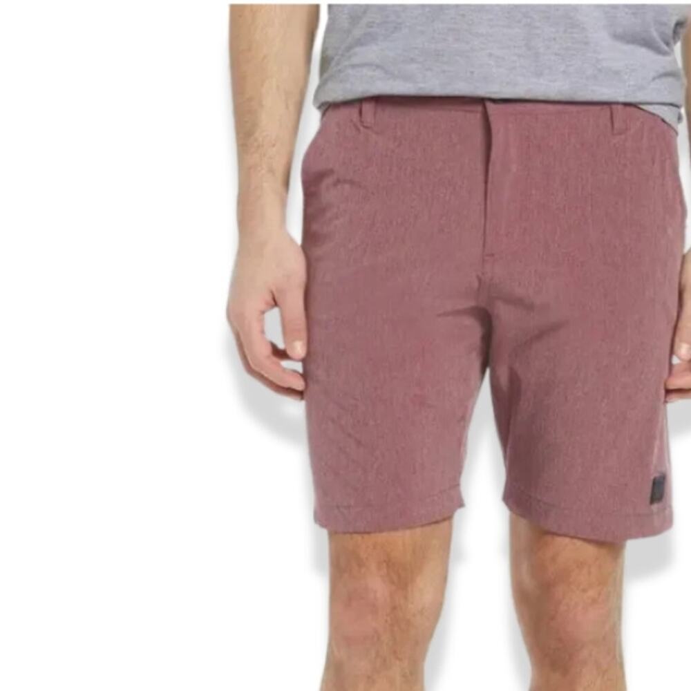 VTG 1946 Micro Graph Hybrid Short Flat Front Quick Dry Red Purple Men's 33 NWT